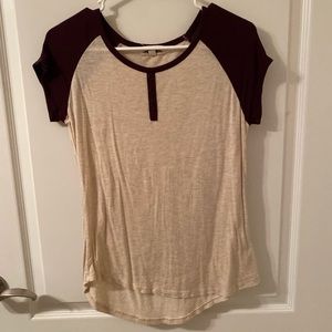 Burgundy and beige T-shirt